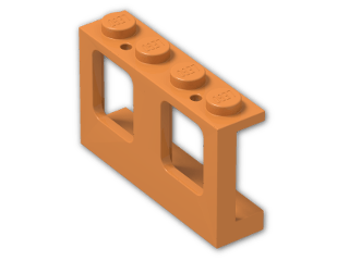 LEGO® Brick: Window 1 x 4 x 2 Plane with Single Hole Top and Bottom for Glass 61345 | Color: Bright Orange