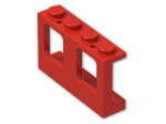 LEGO® Brick: Window 1 x 4 x 2 Plane with Single Hole Top and Bottom for Glass 61345 | Color: Bright Red