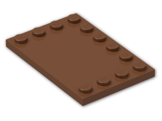 LEGO® Brick: Tile 4 x 6 with Studs on Edges 6180 | Color: Reddish Brown