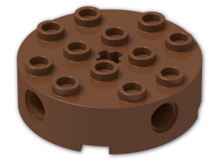 LEGO® Brick: Brick 4 x 4 Round with Holes 6222 | Color: Reddish Brown