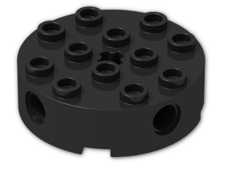 LEGO® Brick: Brick 4 x 4 Round with Holes 6222 | Color: Black