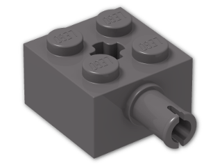 LEGO® Brick: Brick 2 x 2 with Pin and Axlehole 6232 | Color: Dark Stone Grey