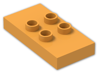 LEGO® Brick: Duplo Plate 2 x 4 x 0.5 with 4 Centre Studs 6413 | Color: Bright Yellowish Orange