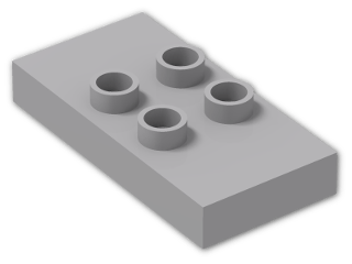 LEGO® Brick: Duplo Plate 2 x 4 x 0.5 with 4 Centre Studs 6413 | Color: Medium Stone Grey