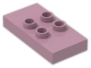 LEGO® Brick: Duplo Plate 2 x 4 x 0.5 with 4 Centre Studs 6413 | Color: Medium Reddish Violet