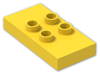 LEGO® Brick: Duplo Plate 2 x 4 x 0.5 with 4 Centre Studs 6413 | Color: Bright Yellow