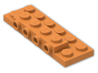 LEGO® Stein: Plate 2 x 6 x 0.667 with Four Studs On Side and Four Raised 87609 | Farbe: Bright Orange