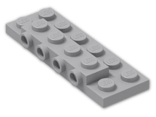 LEGO® Stein: Plate 2 x 6 x 0.667 with Four Studs On Side and Four Raised 87609 | Farbe: Medium Stone Grey