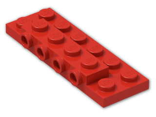 LEGO® Brick: Plate 2 x 6 x 0.667 with Four Studs On Side and Four Raised 87609 | Color: Bright Red