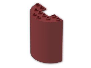 LEGO® Brick: Cylinder Half 3 x 6 x 6 with 1 x 2 Cutout (needs work) 87926 | Color: New Dark Red