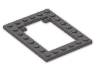 LEGO® Stein: Plate 6 x 8 Trap Door Frame with Flat Clips 92107 | Farbe: Dark Stone Grey