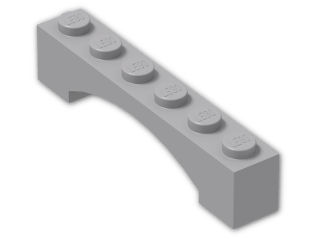 LEGO® Brick: Arch 1 x 6 Raised 92950 | Color: Medium Stone Grey