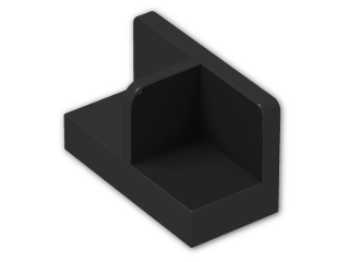 LEGO® Brick: Panel 1 x 2 x 1 with Thin Central Divider and Rounded Corners 93095 | Color: Black