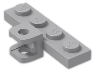 LEGO® Brick: Plate 1 x 4 with Square Towball Socket 98263 | Color: Medium Stone Grey