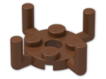 LEGO® Brick: Plate 2 x 2 Round with Hole and 4 Vertical Bars 98284 | Color: Reddish Brown