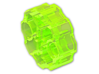 LEGO® Brick: Technic Connector Circular with 2 Pin Holes and 3 Axle Holes 98585 | Color: Transparent Fluorescent Green