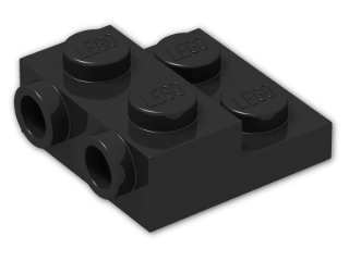 LEGO® Brick: Plate 2 x 2 x 0.667 with Two Studs On Side and Two Raised 99206 | Color: Black