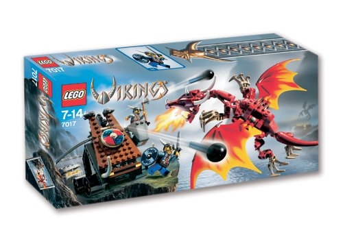 LEGO® Vikings Viking Catapult versus the Nidhogg Dragon 7017 released in 2005 - Image: 1